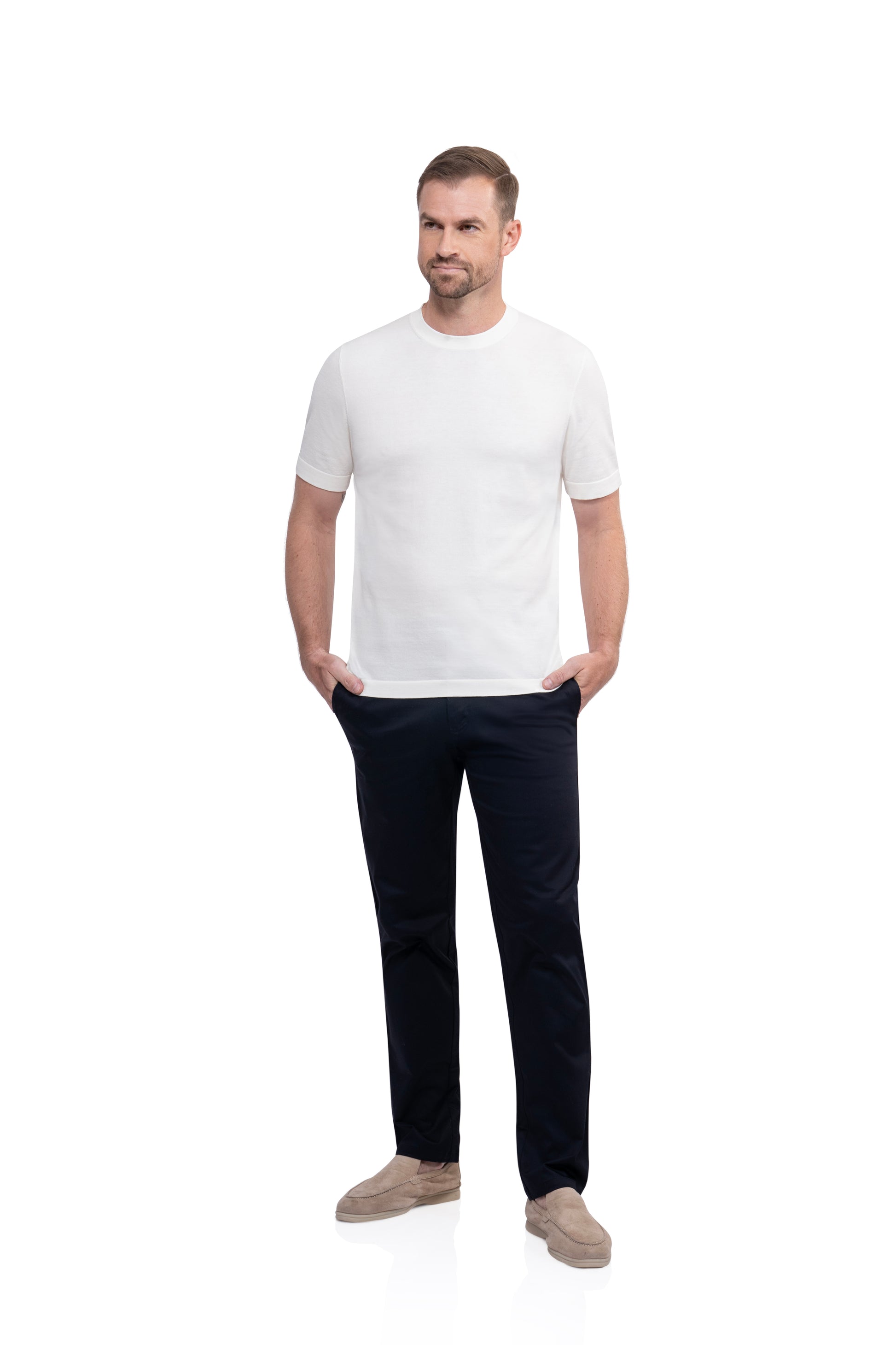 Ivory Round Neck T shirt Cotton