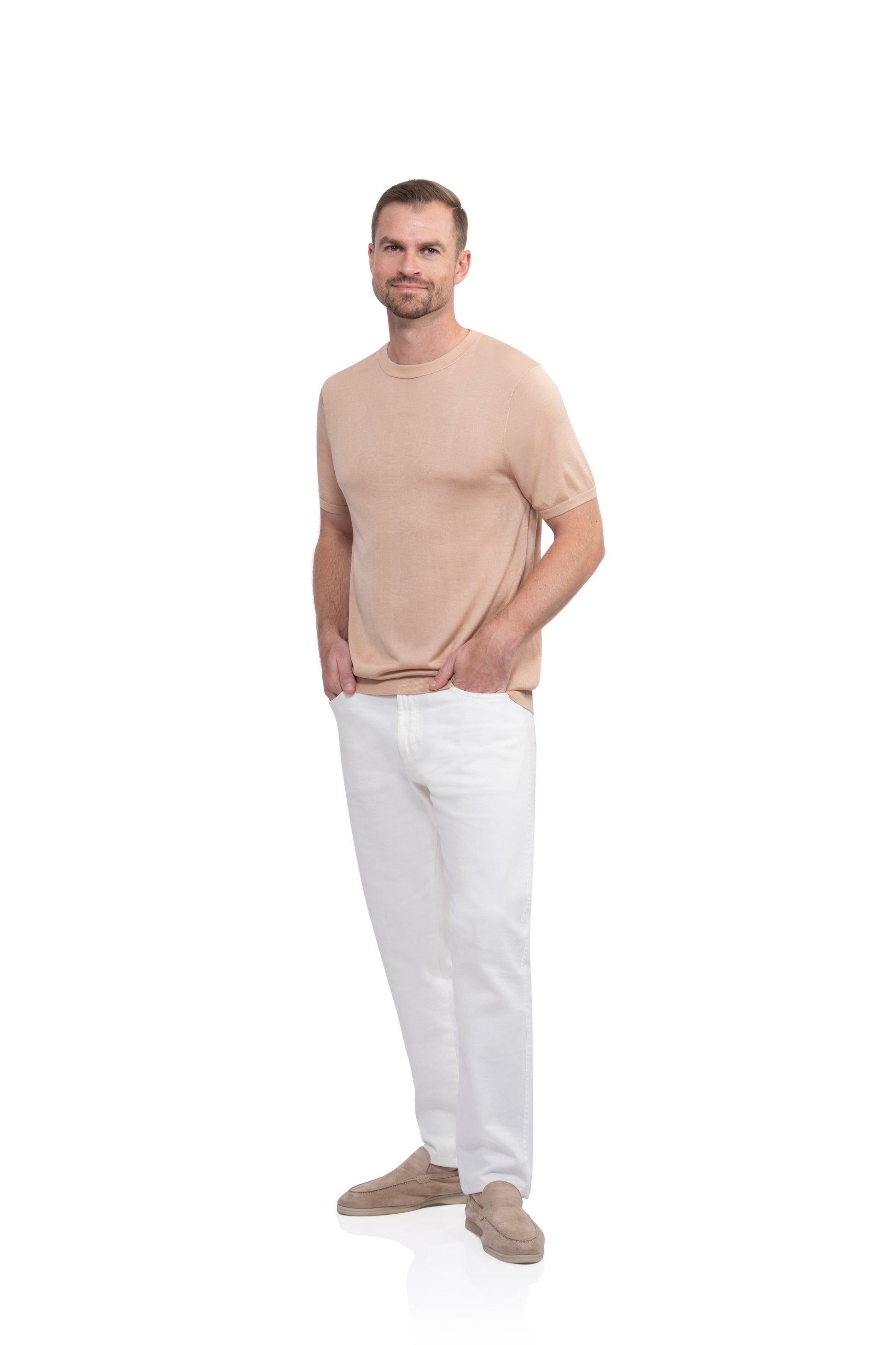 Desert Round Neck T shirt Mulberry Silk