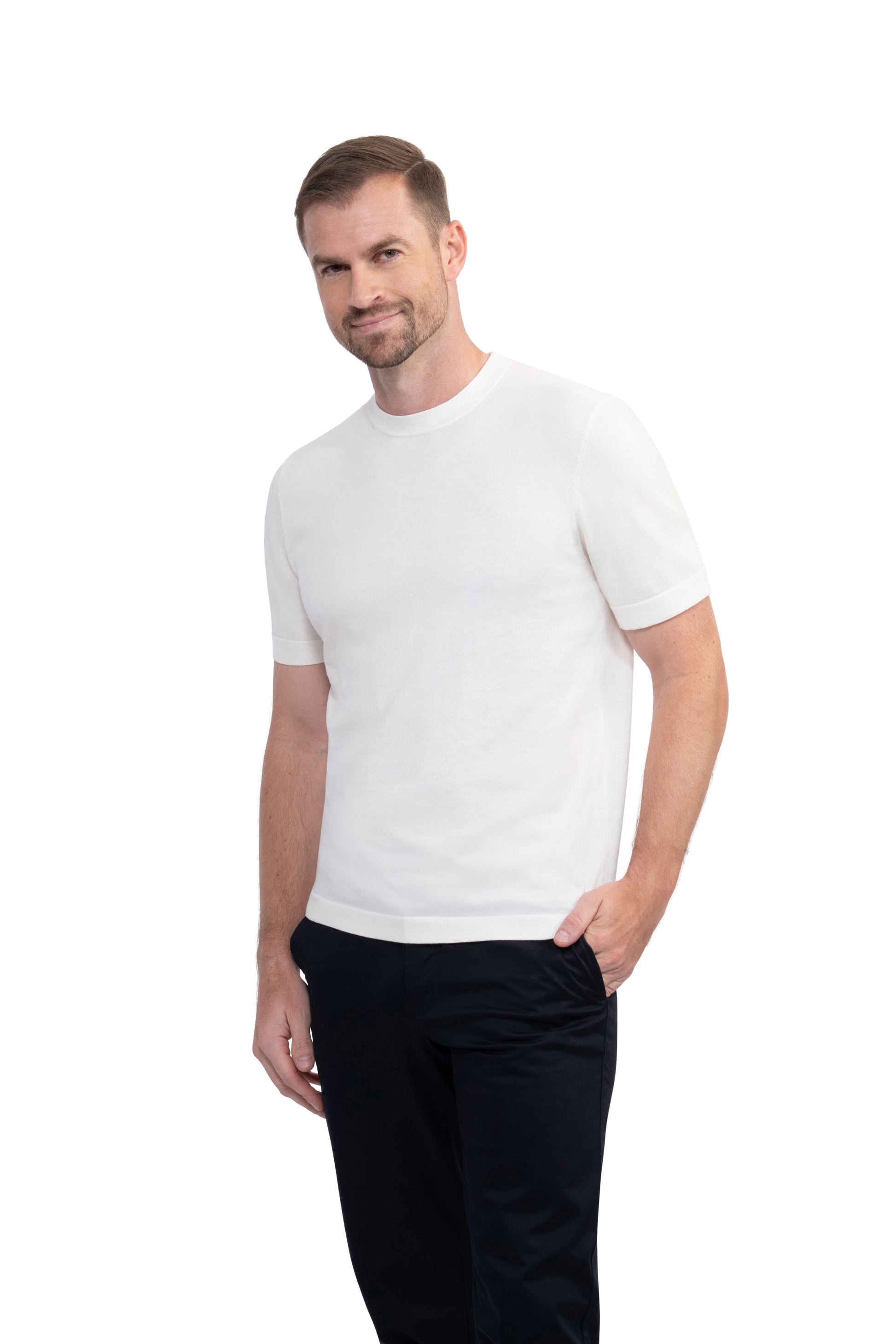 Ivory Round Neck T shirt Cotton
