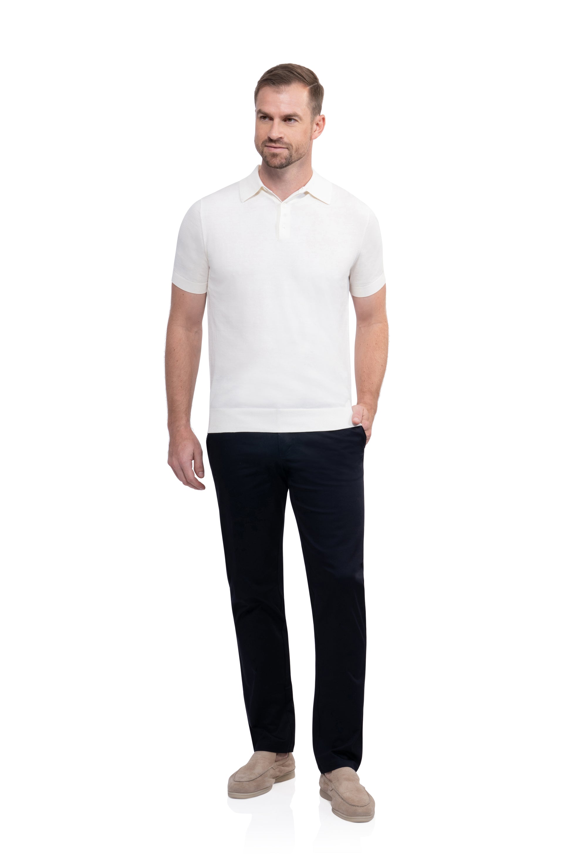 Ivory Polo Button Cotton