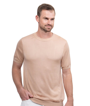 Desert Round Neck T shirt Mulberry Silk