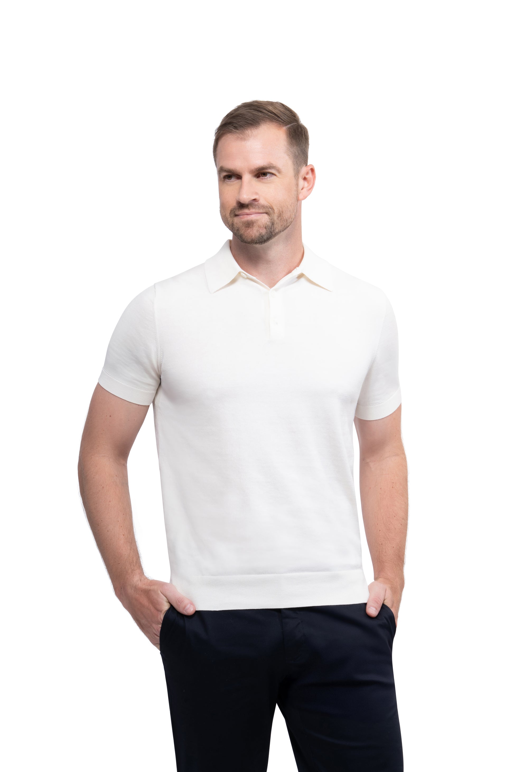 Ivory Polo Button Cotton