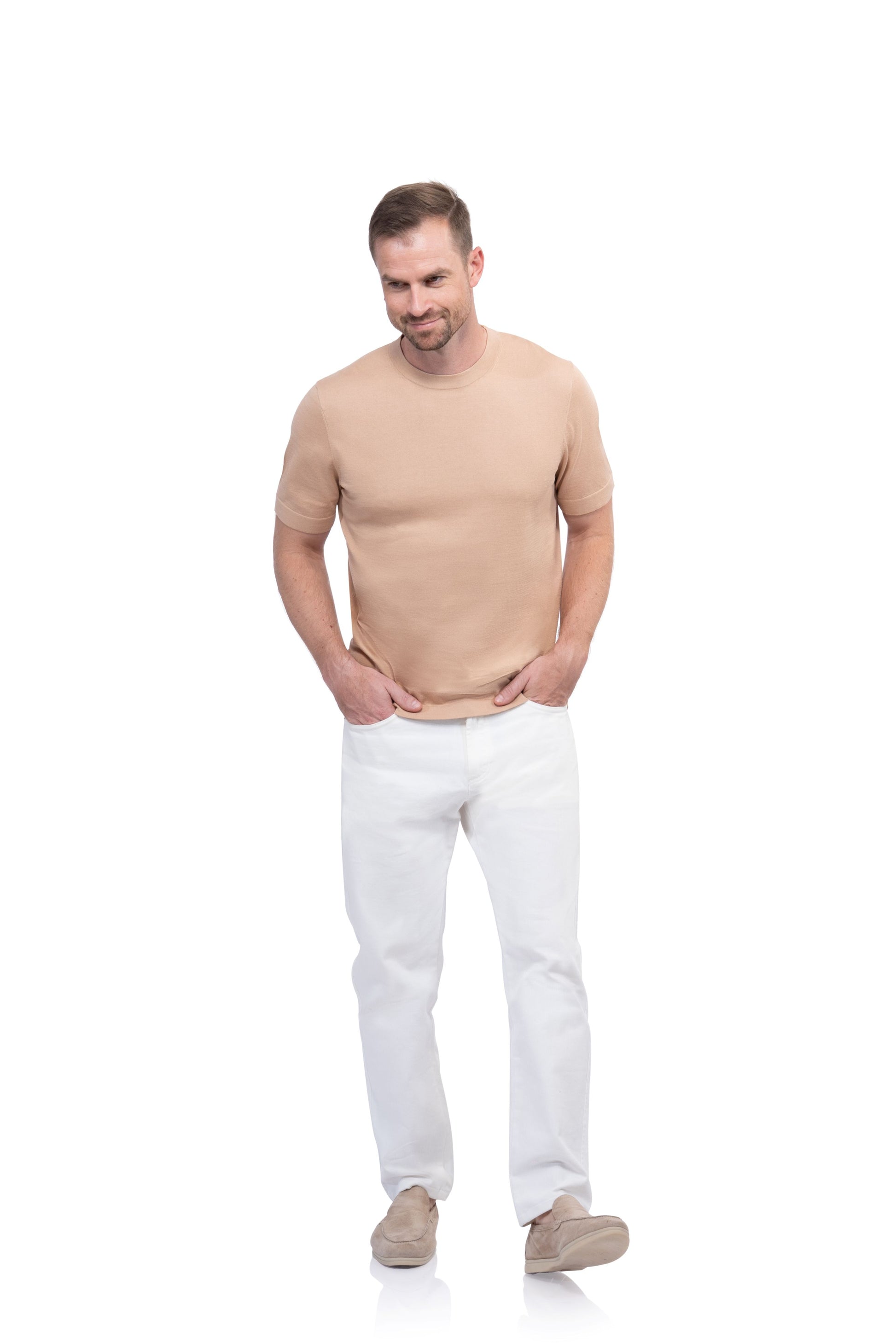 Light Brown Round Neck T shirt Cotton