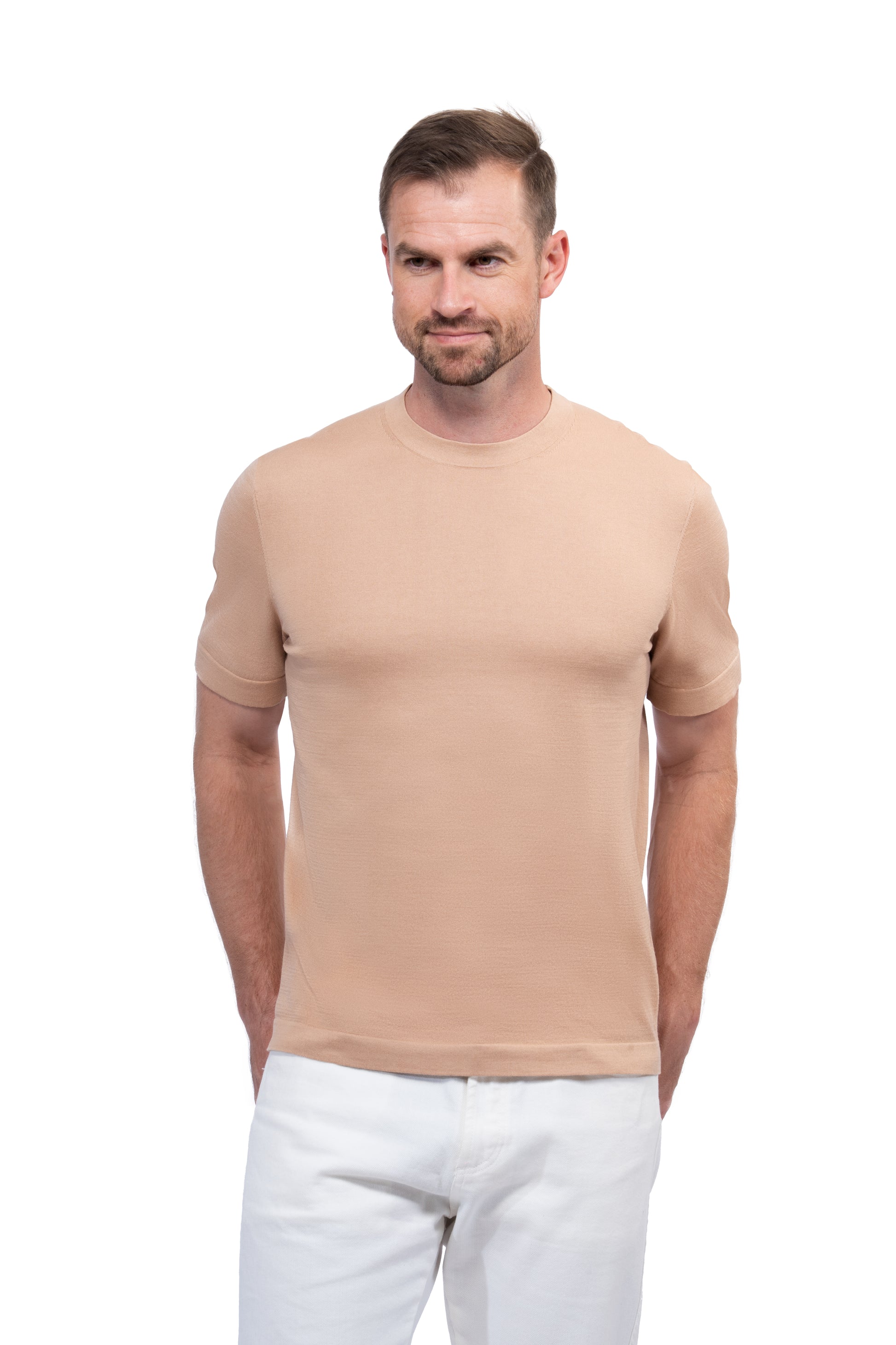 Light Brown Round Neck T shirt Cotton