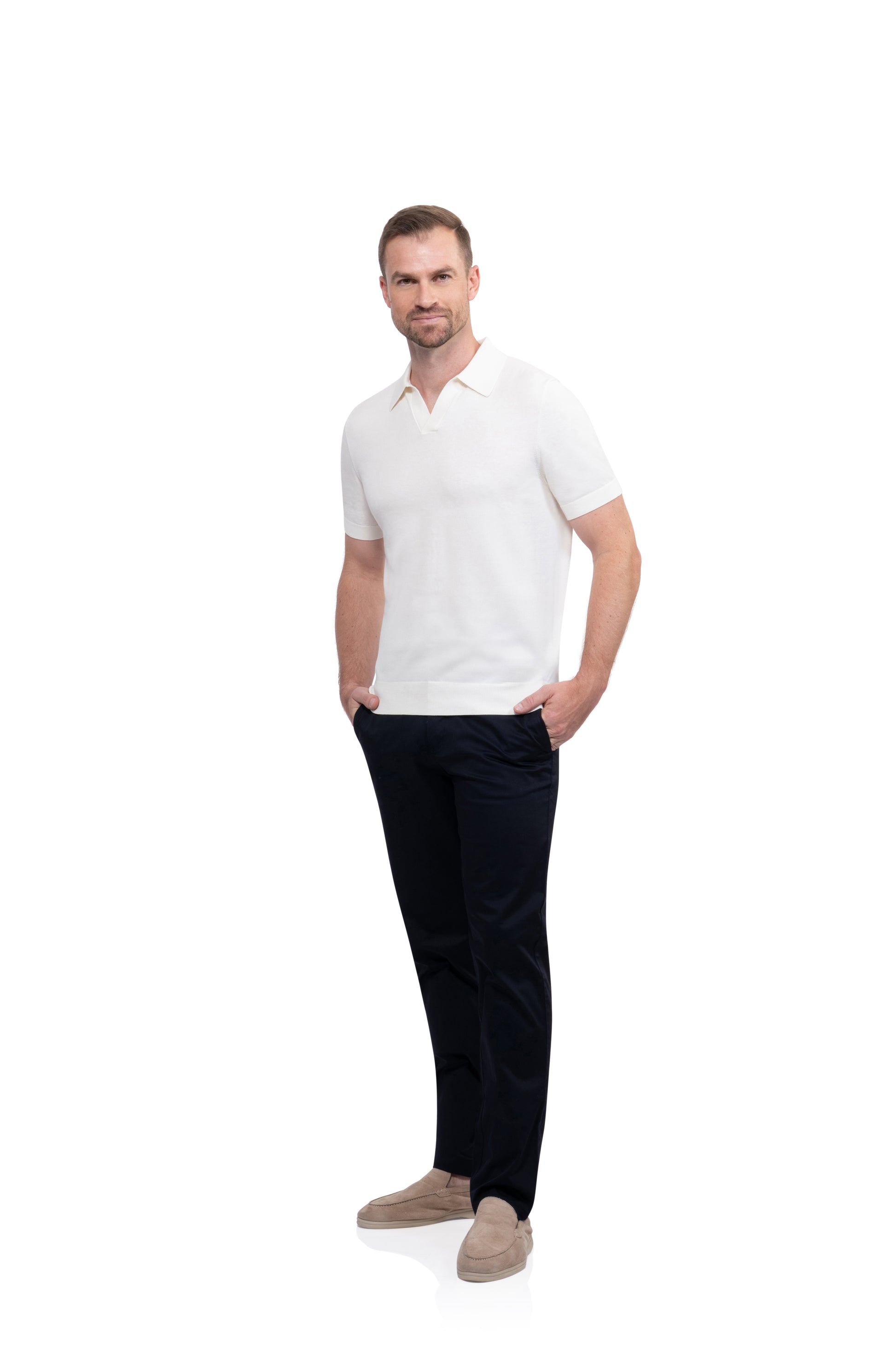 Ivory Polo Buttonless Cotton