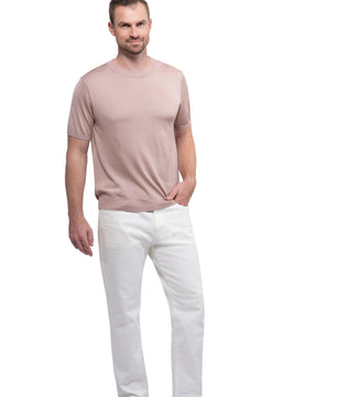 Make Up Round Neck T shirt Mulberry Silk