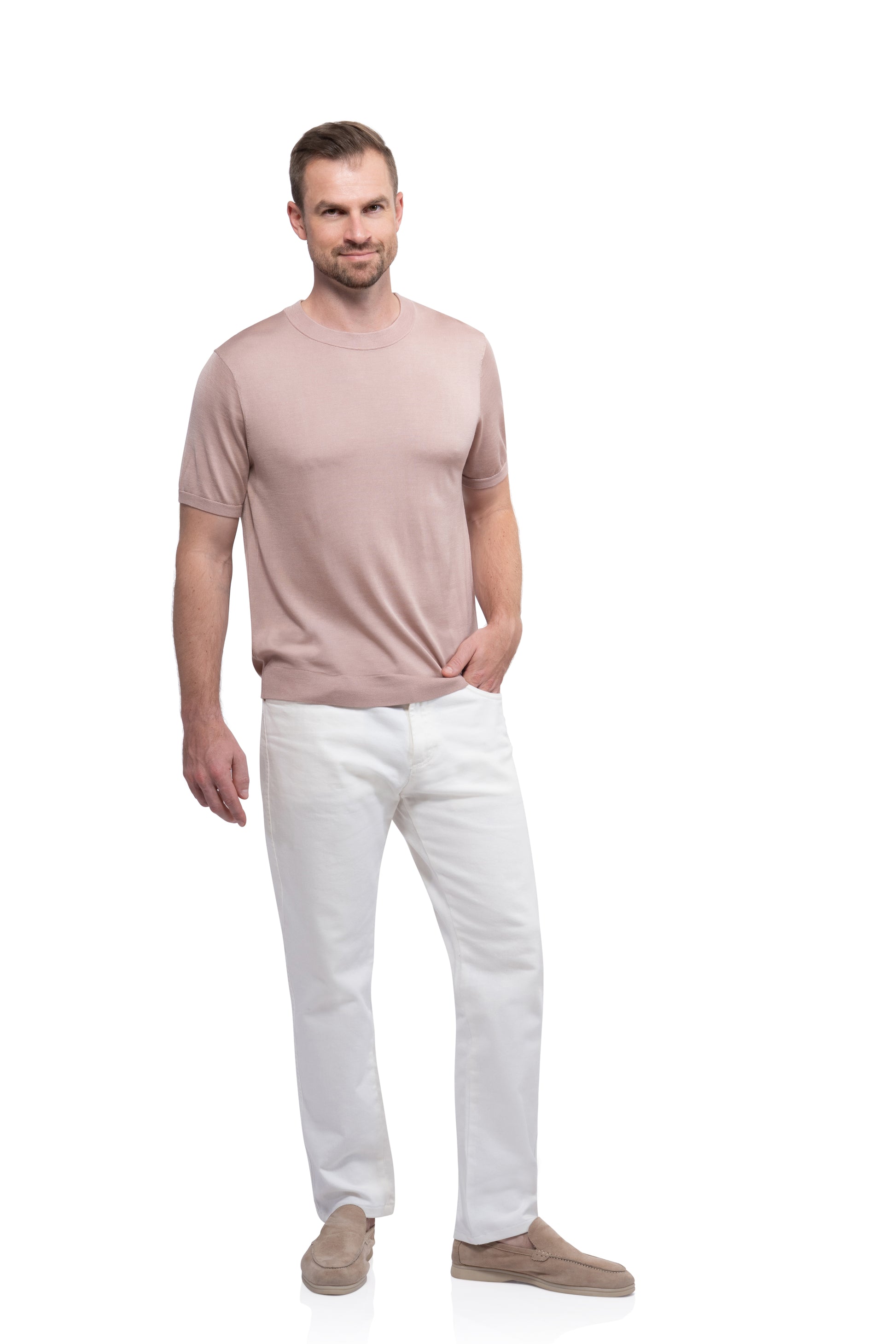 Make Up Round Neck T shirt Mulberry Silk