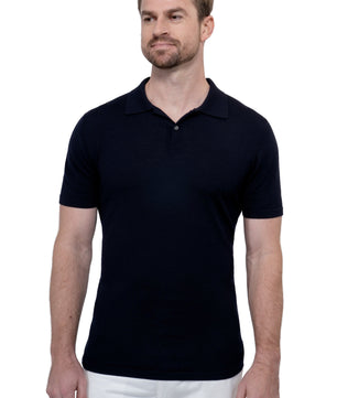 Navy Polo Button Cotton Wool