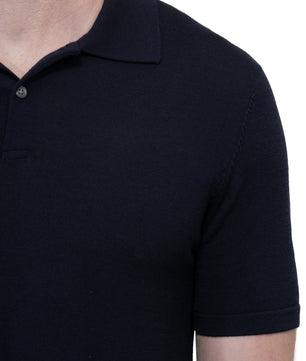 Navy Polo Button Cotton Wool