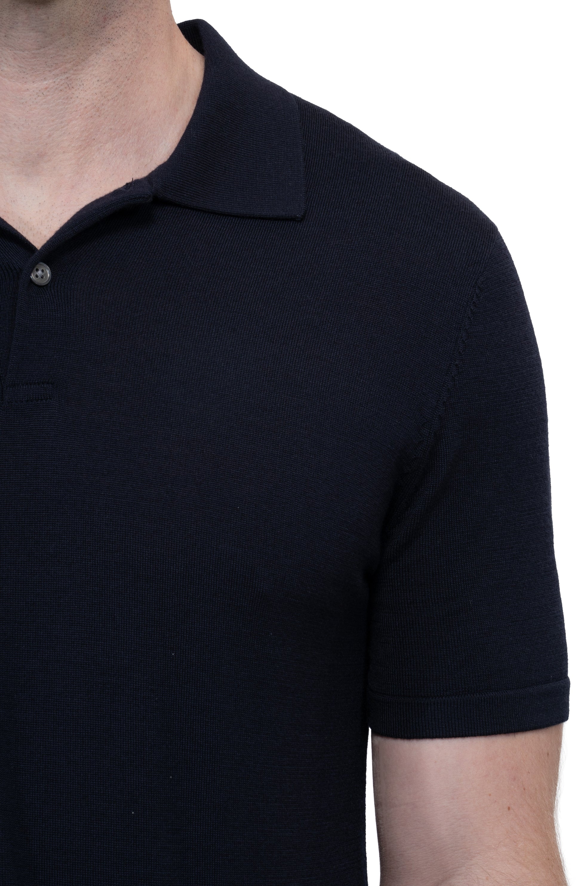 Navy Polo Button Cotton Wool