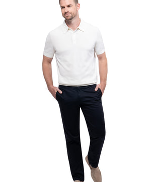 Ivory Button Polo Cotton Silk