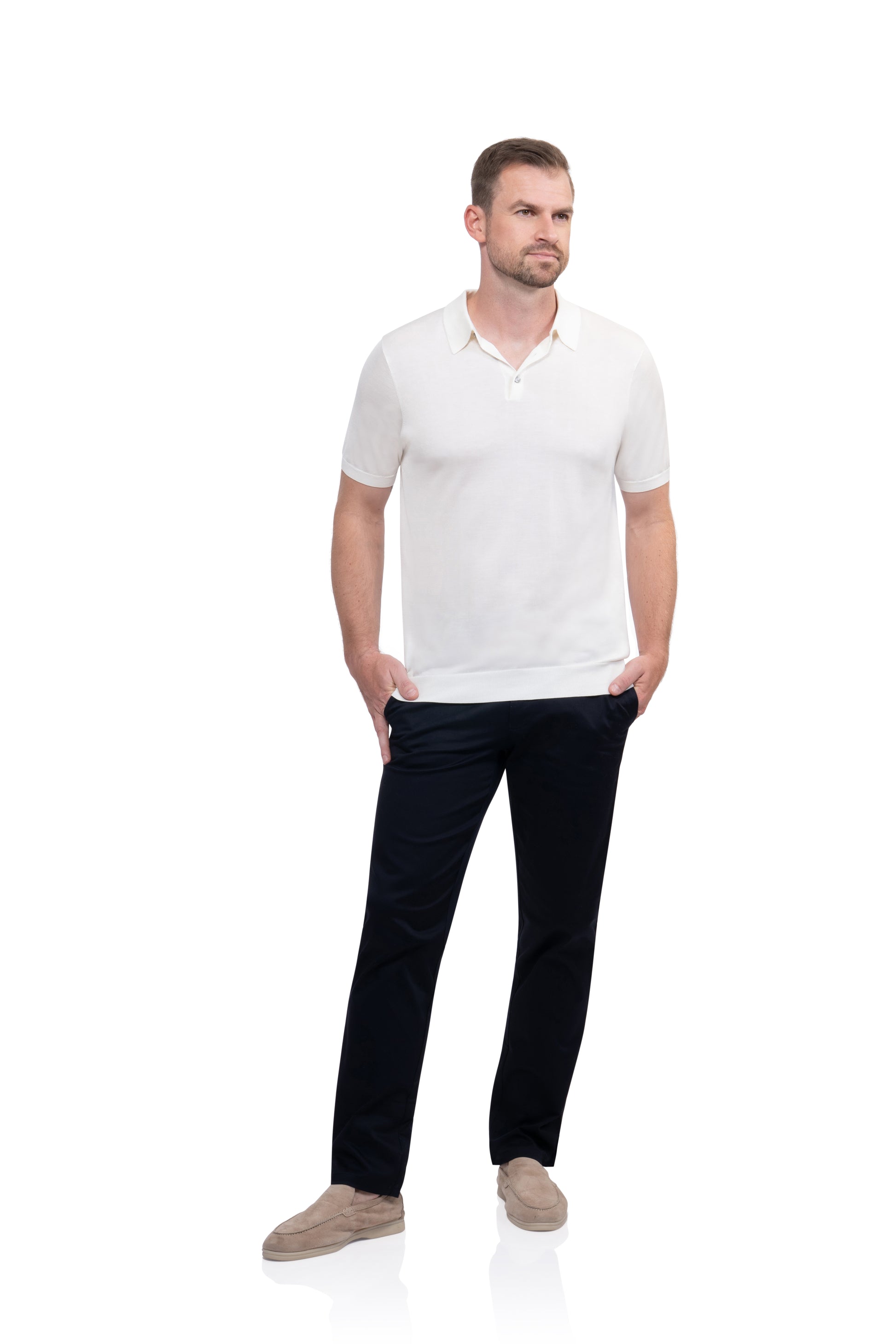 Ivory Polo Button Silk