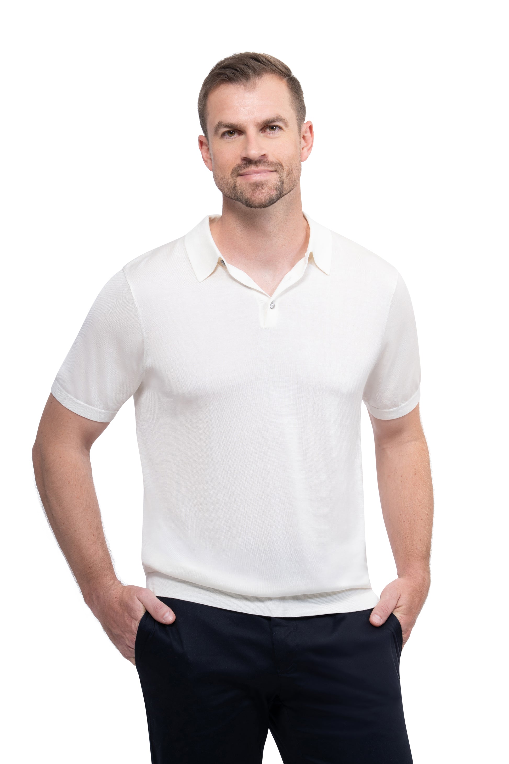 Ivory Polo Button Silk