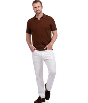 Brown Polo Buttonless Cotton