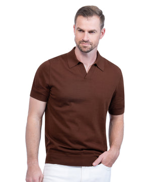 Brown Polo Buttonless Cotton