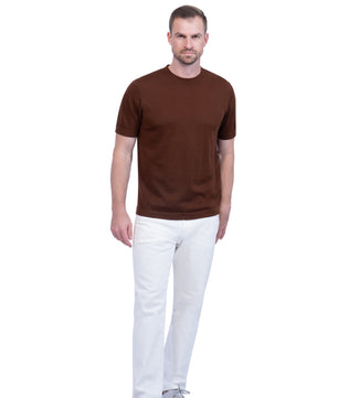 Brown Round Neck T shirt Cotton