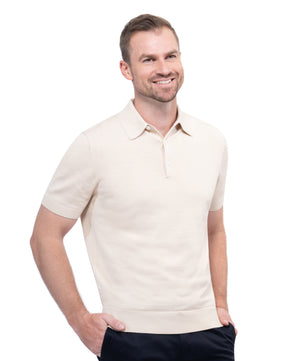 Beige Polo Button Cotton