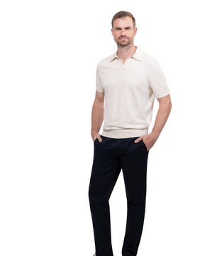 Beige Polo Buttonless Cotton