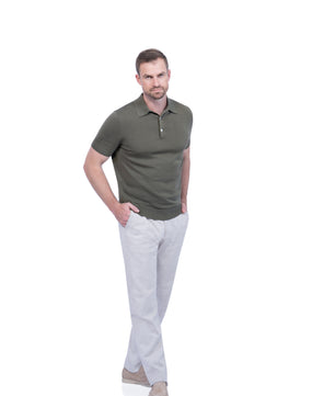 Green Button Polo Cotton Silk