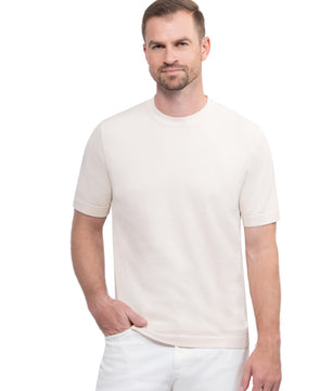 Beige Round Neck T shirt Cotton