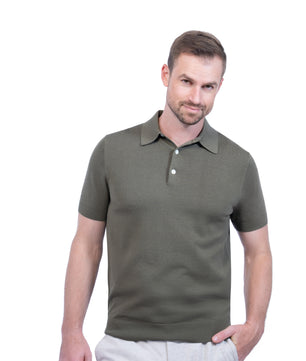 Green Button Polo Cotton Silk