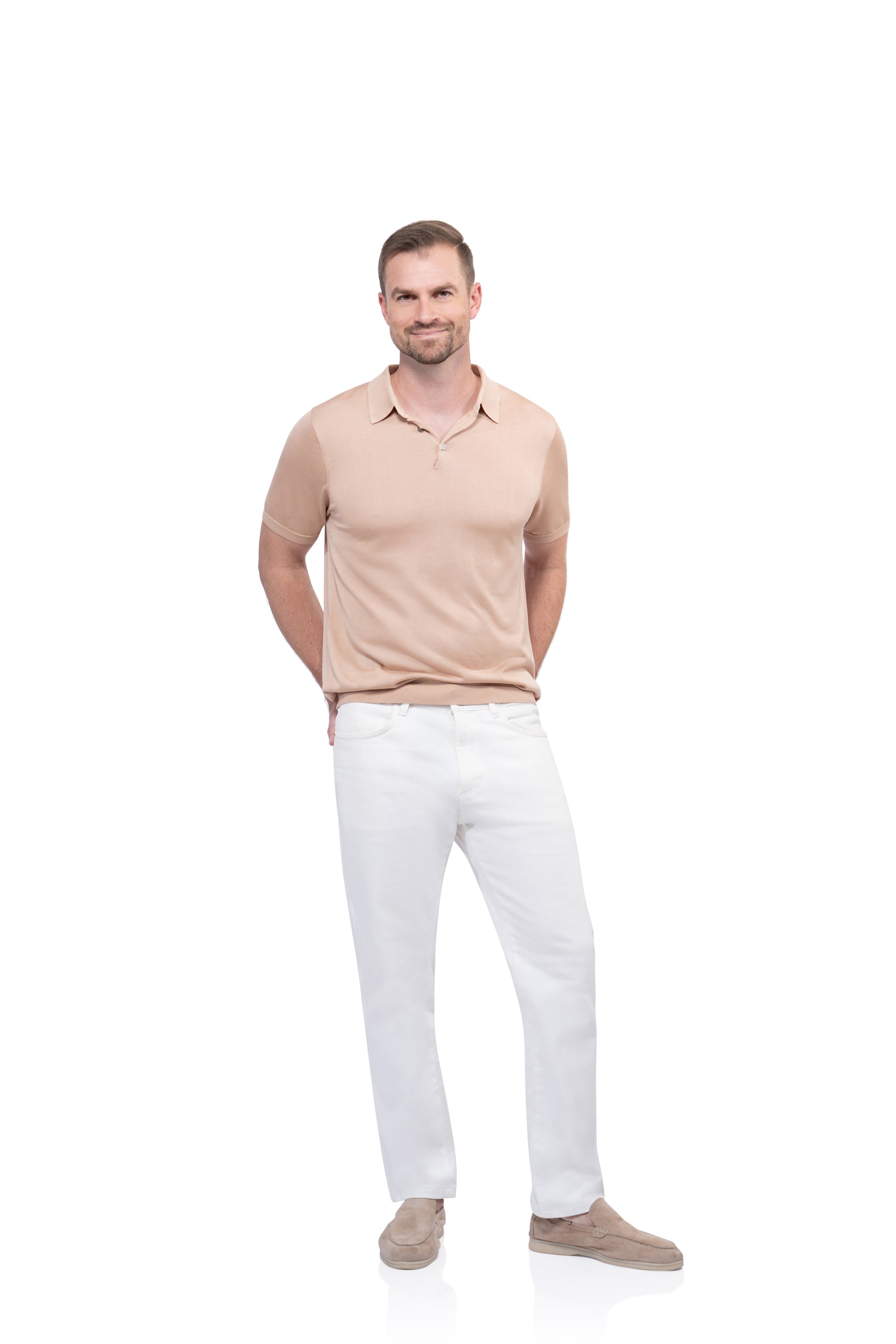 Desert Polo Button Mulberry Silk