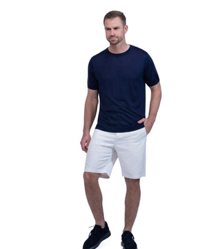 Navy Round Neck T shirt Silk