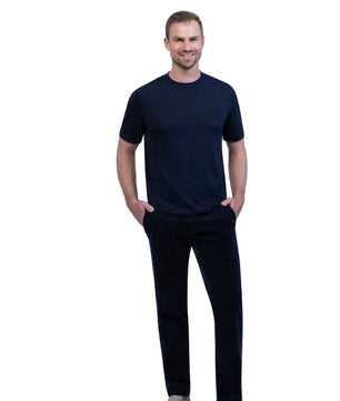 Navy Round Neck Cotton/Silk