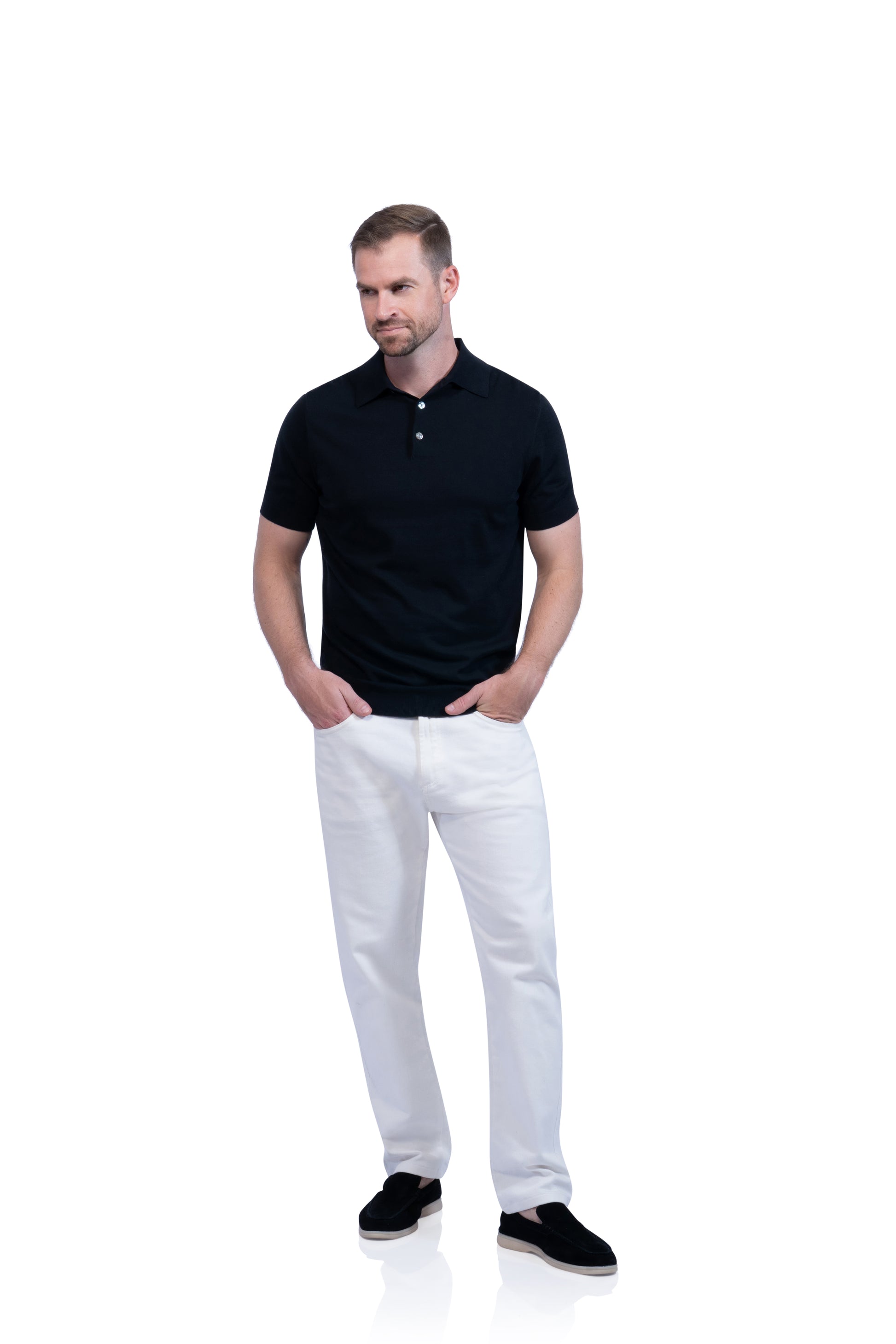 Black Polo Button Cotton
