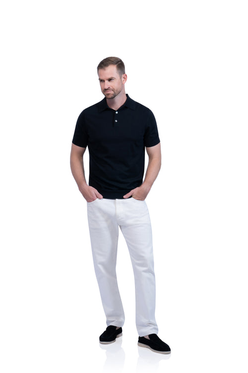 Black Polo Button Cotton