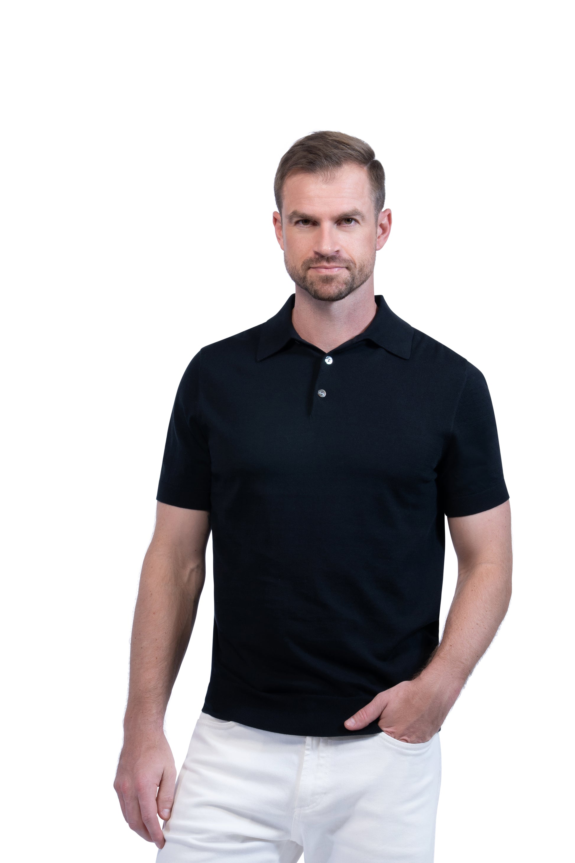 Black Polo Button Cotton