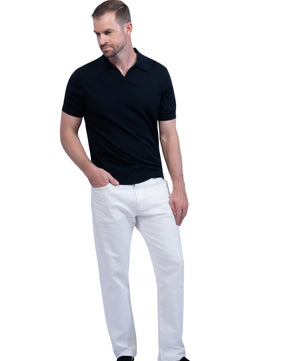 Navy Polo Buttonless Cotton