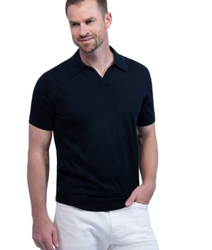 Navy Polo Buttonless Cotton