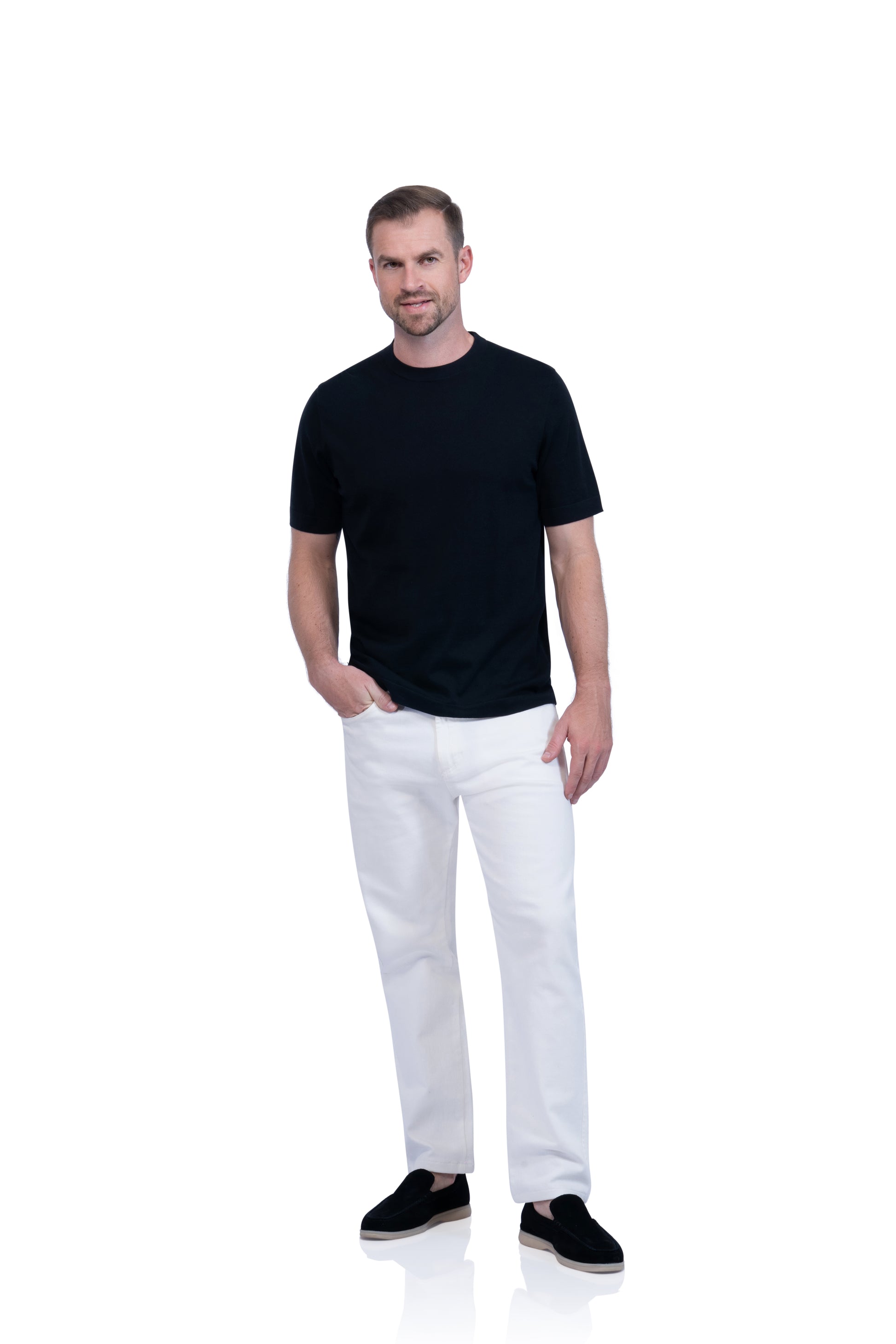 Black Round Neck T shirt Cotton