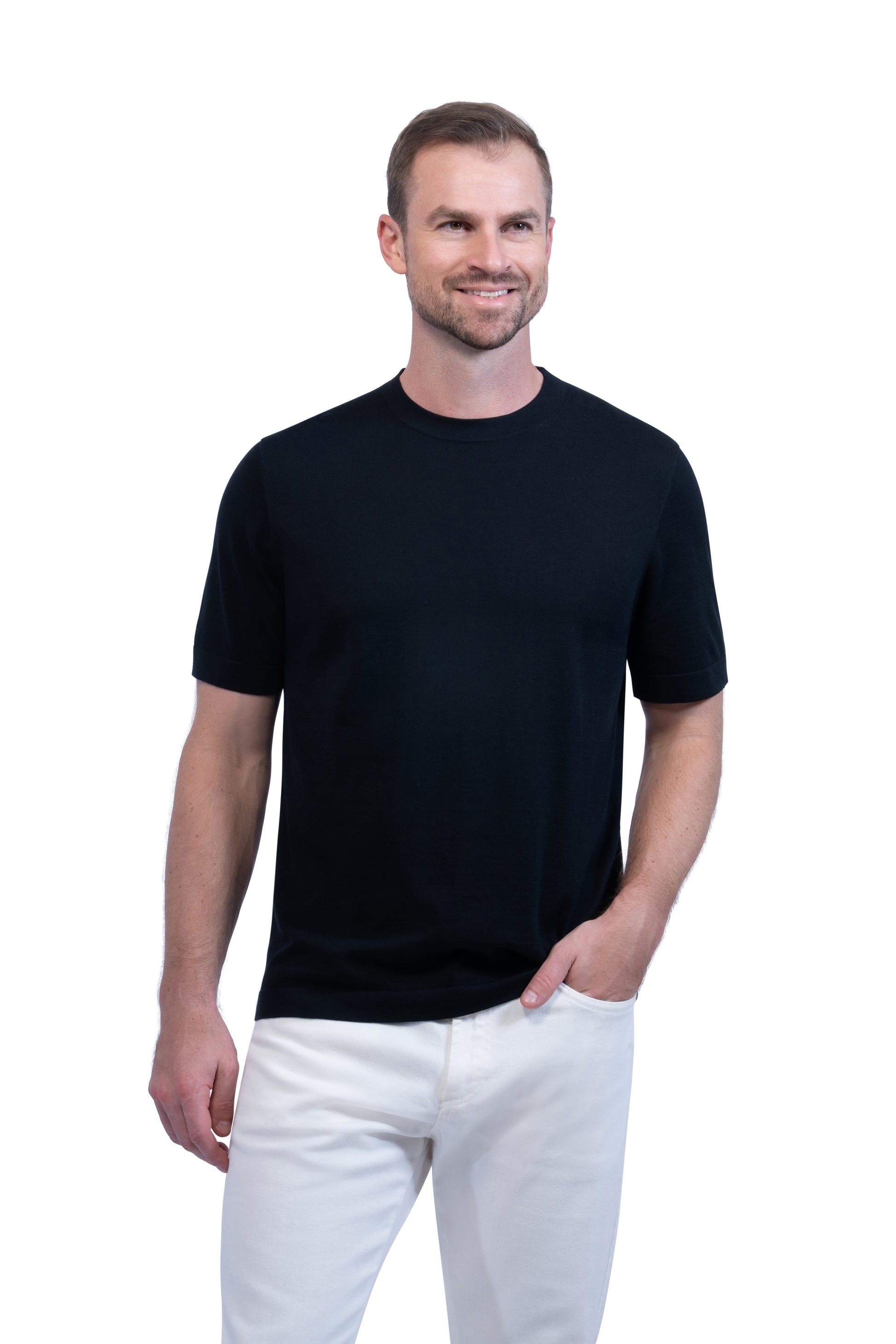 Black Round Neck T shirt Cotton