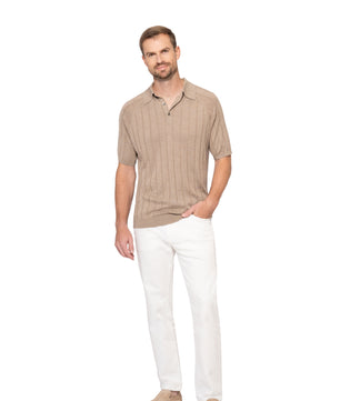 Sand Polo Button Cashmere Silk