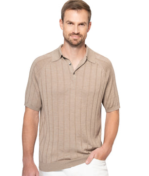 Sand Polo Button Cashmere Silk