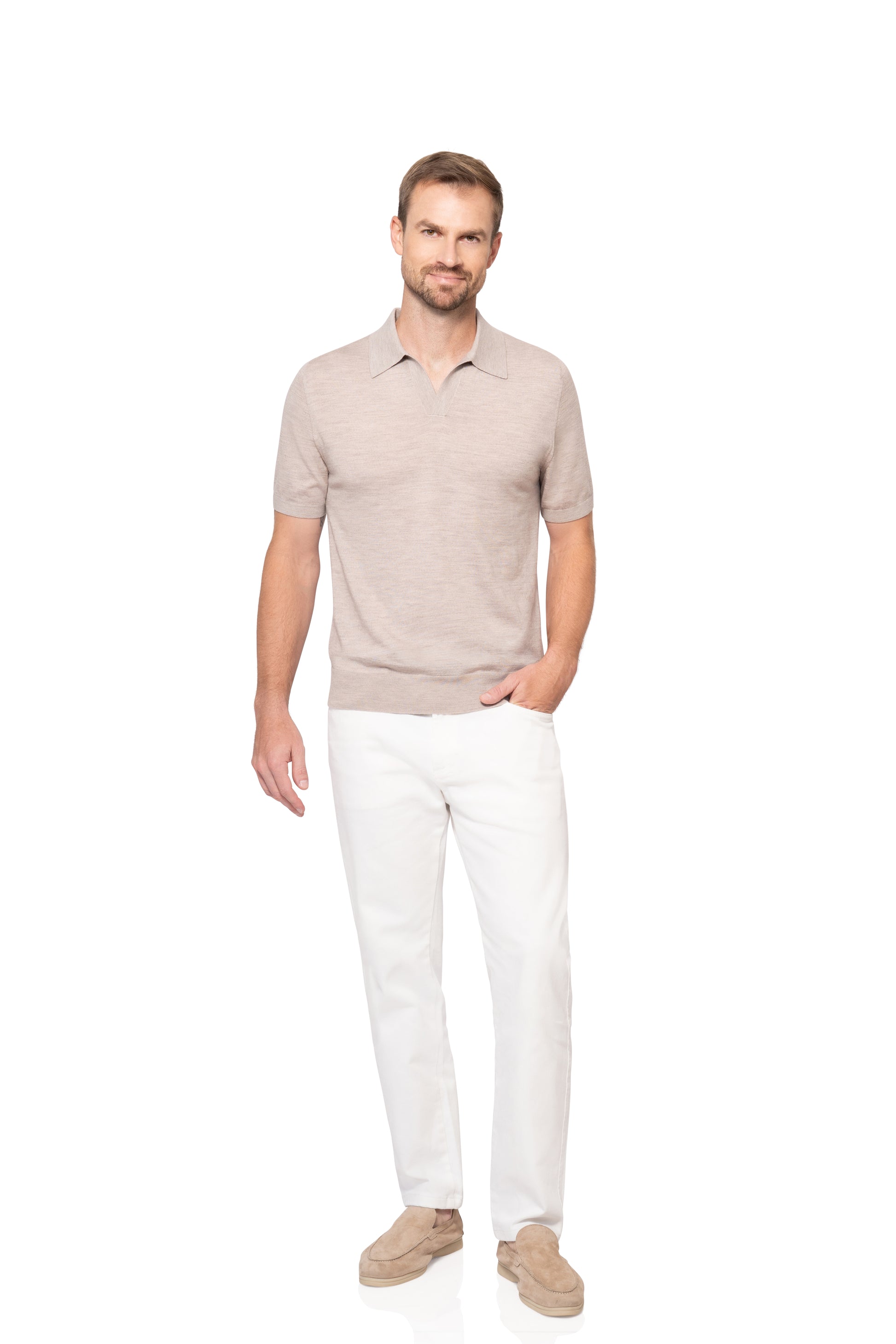 Desert Buttonless Polo Merino Wool