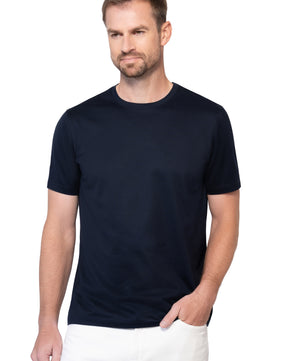 Navy Basic Round Neck Egyptian Cotton