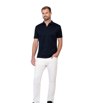 Navy Polo Button Egyptian Cotton