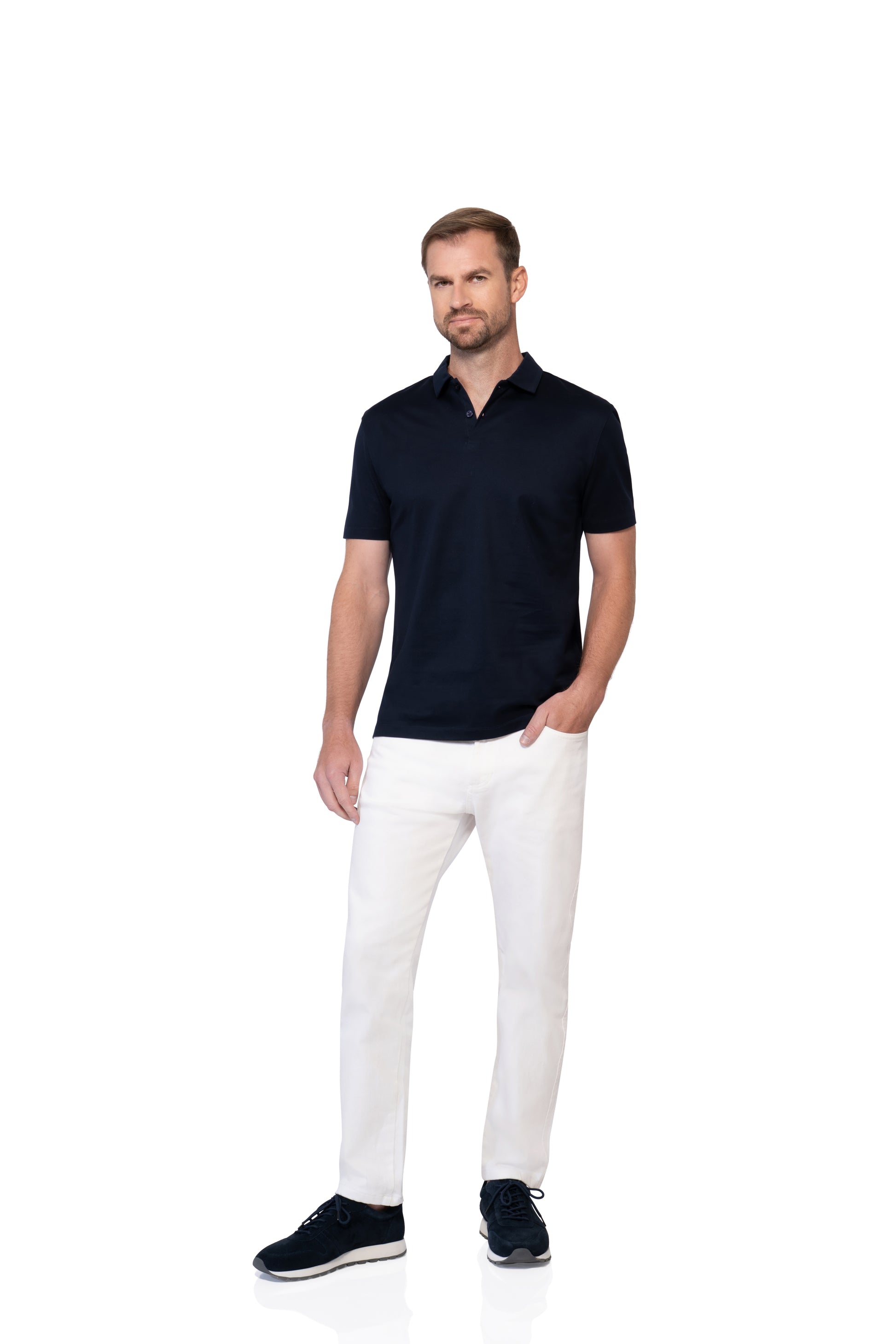 Navy Polo Button Egyptian Cotton
