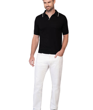 Black Polo Buttonless Cotton