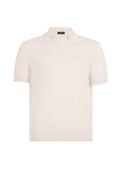 Beige Button Polo Cotton Silk