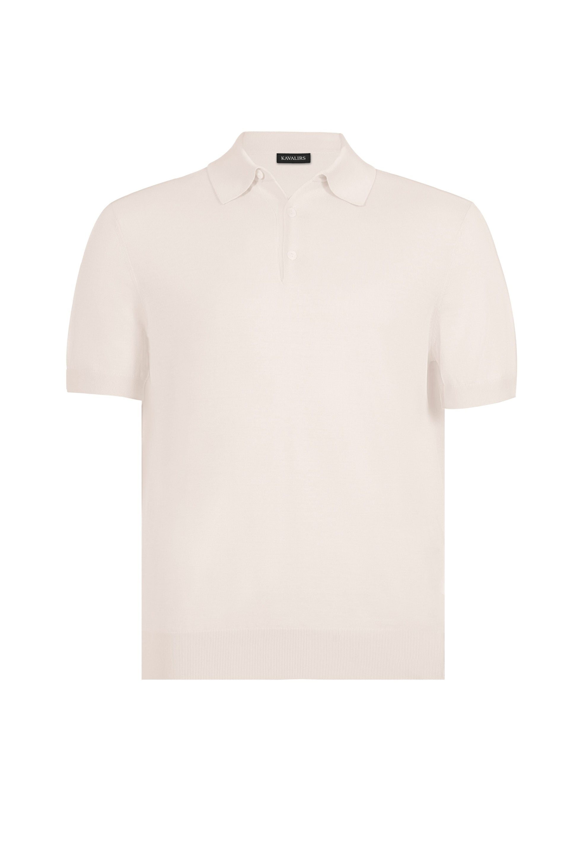 Beige Button Polo Cotton Silk