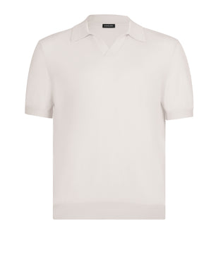 Beige Polo Buttonless Cotton