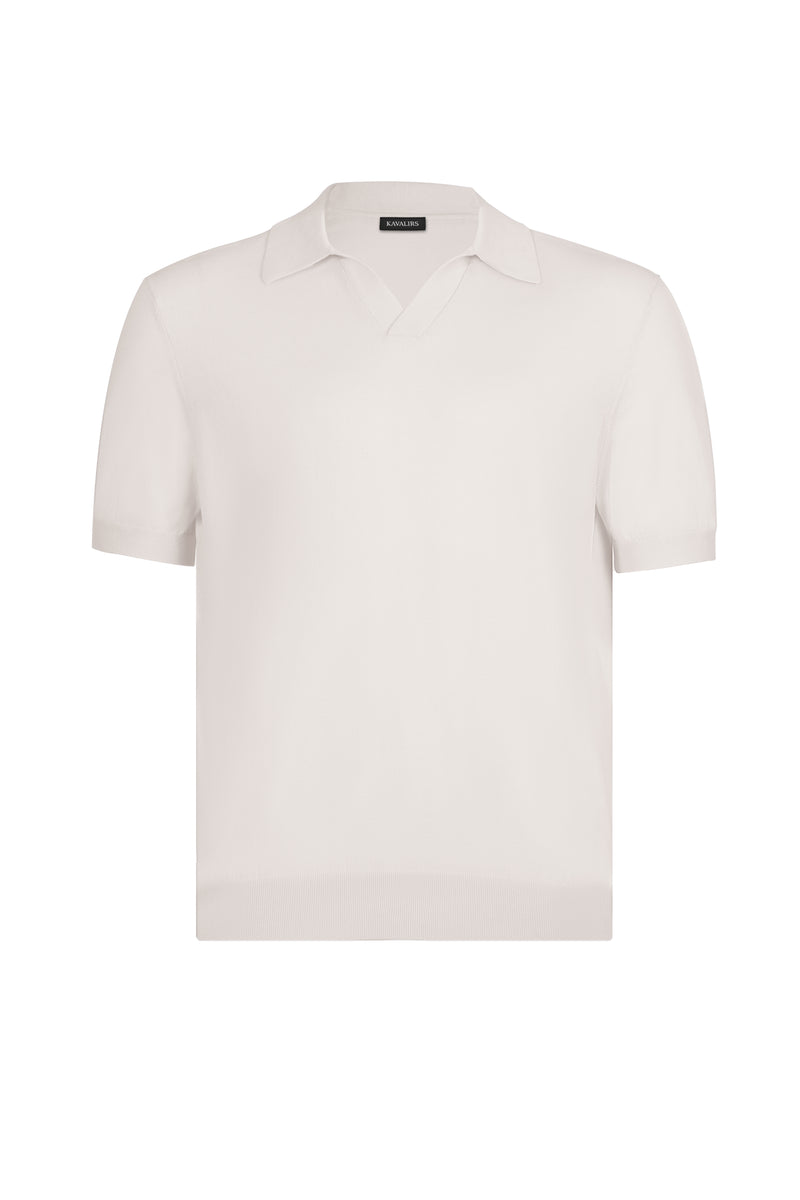Beige Polo Buttonless Cotton