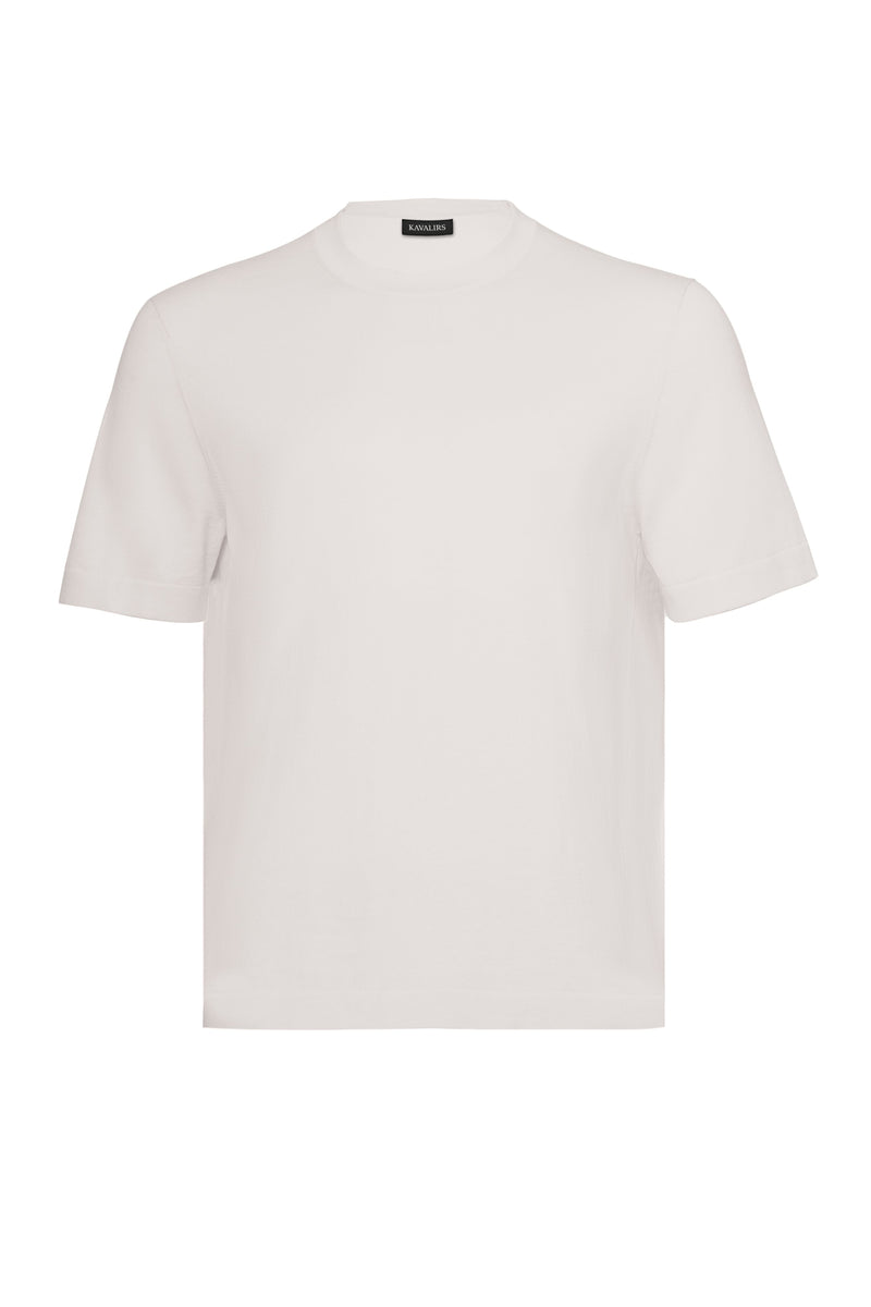 Beige Round Neck T shirt Cotton