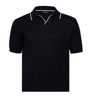 Black Polo Buttonless Cotton