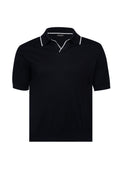 Black Polo Buttonless Cotton
