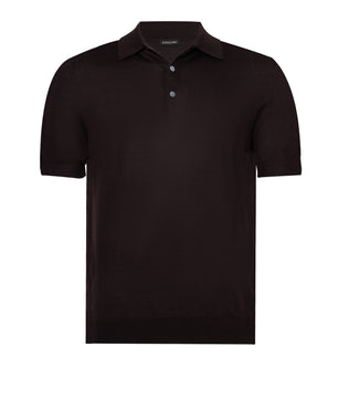 Brown Polo Button Merino Wool